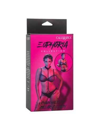 CALEXOTICS - EUPHORIA COLLAR HALTER Y CORREA CON CADENA