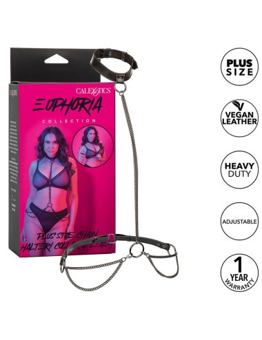 CALEXOTICS - EUPHORIA COLLAR HALTER Y CORREA CON CADENA TALLA PLUS