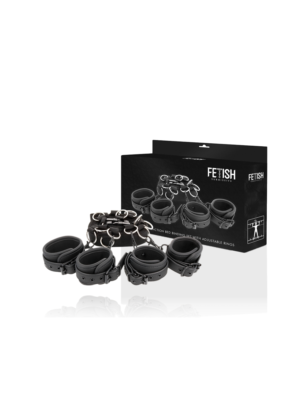 FETISH SUBMISSIVE - SET ATADURAS CAMA LUXURY CON FORRO DE NEOPRENO