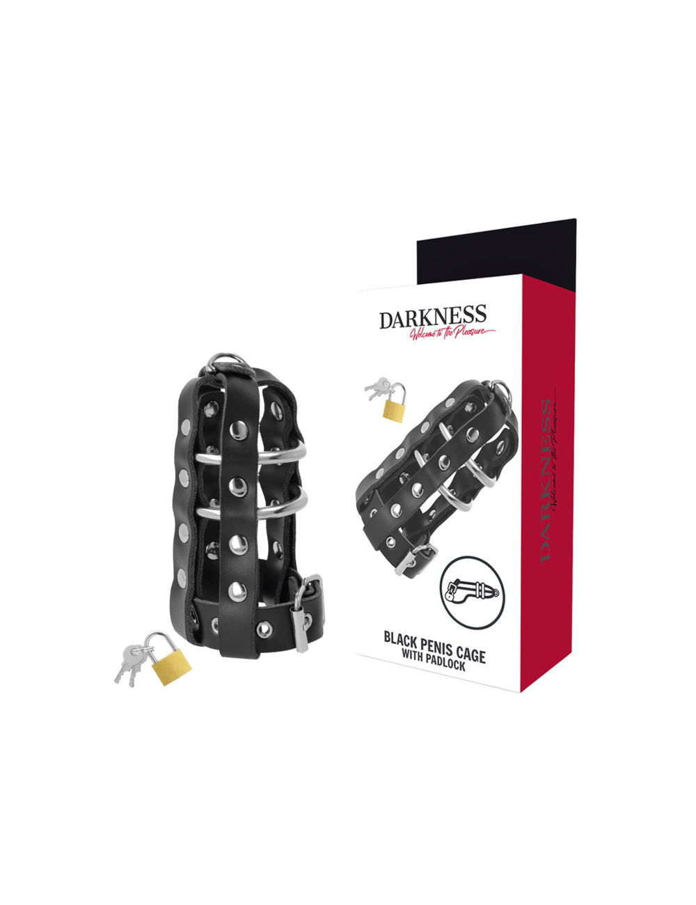 DARKNESS - JAULA CASTIDAD CUERO CON CANDADO