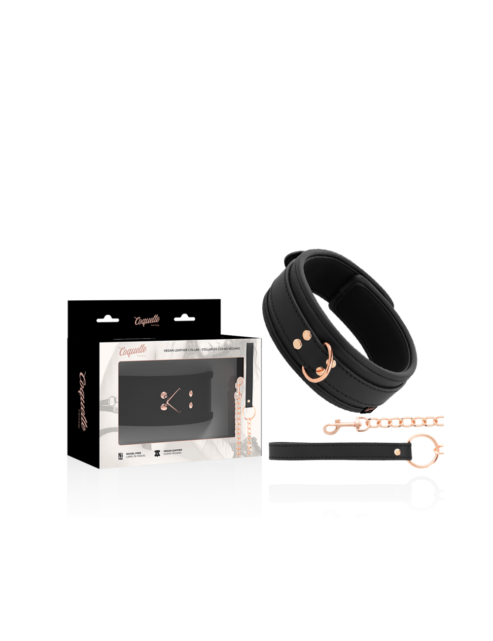 COQUETTE CHIC DESIRE - FANTASY COLLAR CUERO VEGANO CON CORREA Y FORRO DE NEOPRENO