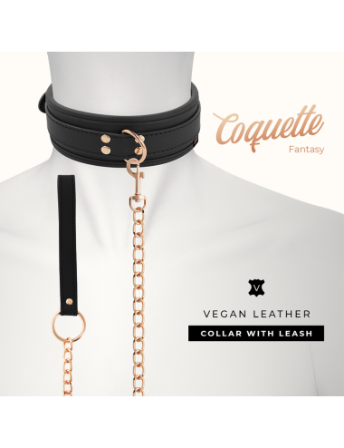 COQUETTE CHIC DESIRE - FANTASY COLLAR CUERO VEGANO CON CORREA Y FORRO DE NEOPRENO