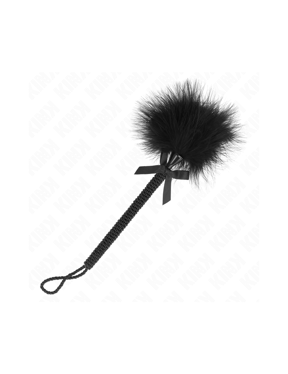 KINK - MASAJEADOR DE CUERDA DE NAILON CON PLUMAS PARA COSQUILLAS Y LAZO NEGRO 25 CM