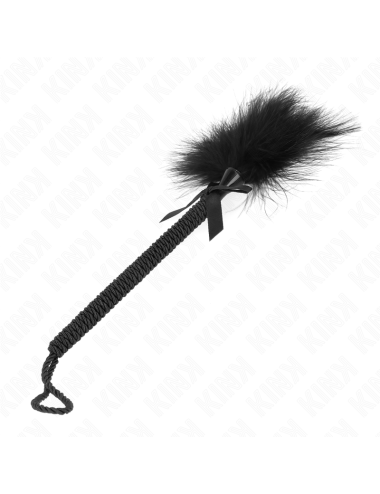 KINK - MASAJEADOR DE CUERDA DE NAILON CON PLUMAS PARA COSQUILLAS Y LAZO NEGRO 25 CM