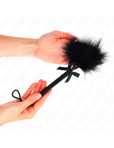 KINK - MASAJEADOR DE CUERDA DE NAILON CON PLUMAS PARA COSQUILLAS Y LAZO NEGRO 25 CM
