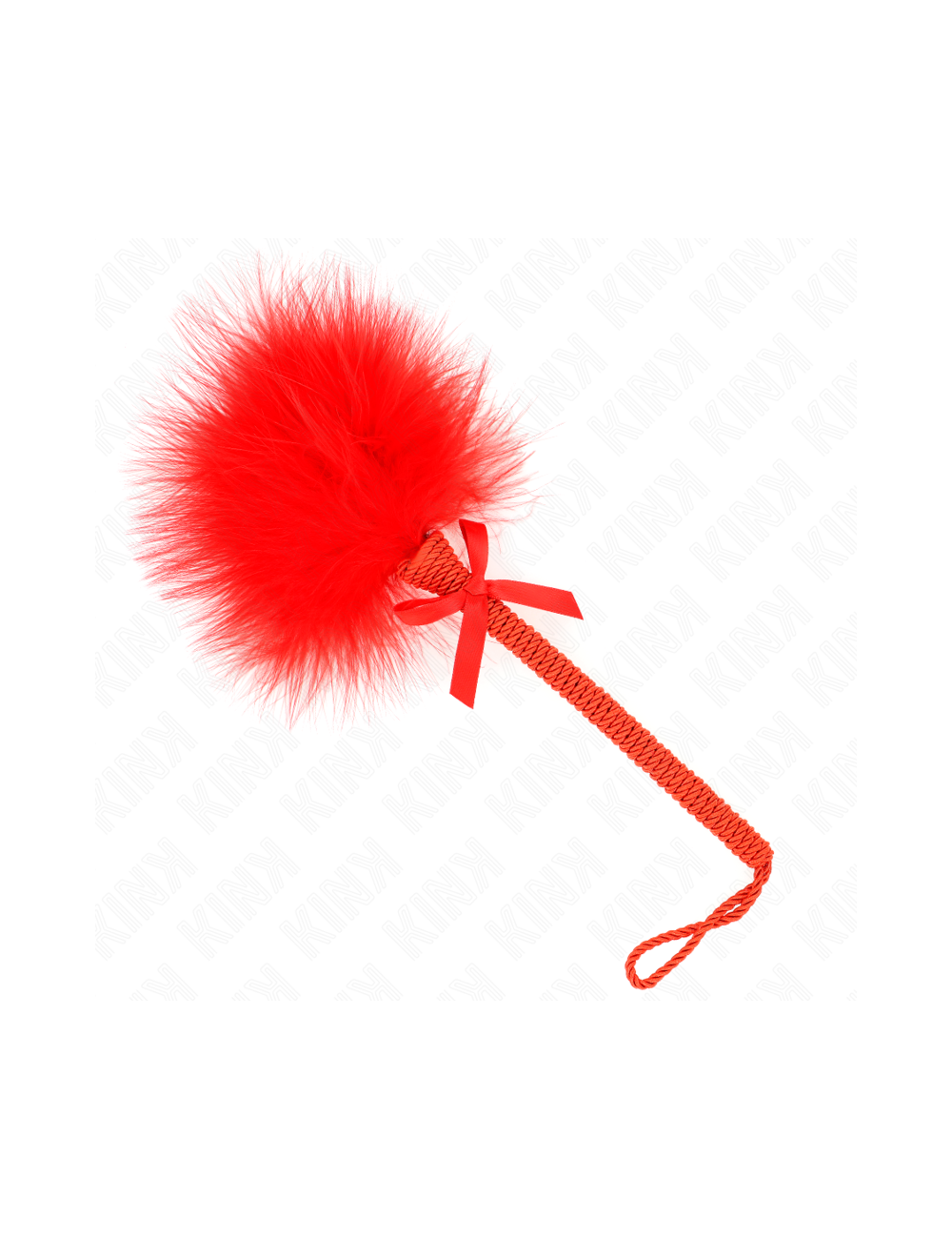 KINK - MASAJEADOR DE CUERDA DE NAILON CON PLUMAS PARA COSQUILLAS Y LAZO ROJO 25 CM