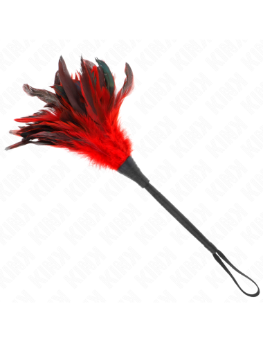 KINK - PLUMAS DE POLLO PARA COSQUILLAS CON FORMA CUERNO DE CRIADA ROJO 36 CM