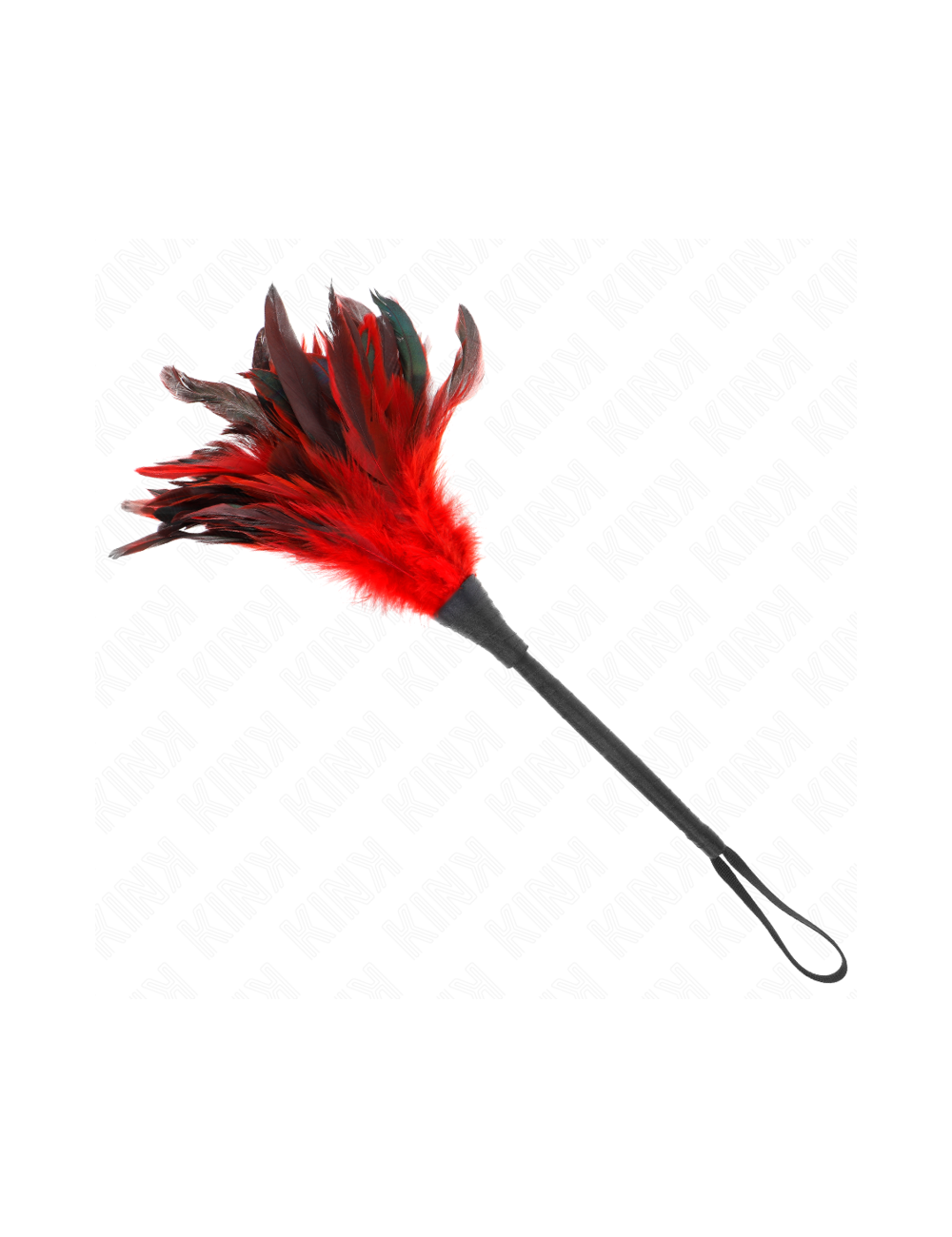 KINK - PLUMAS DE POLLO PARA COSQUILLAS CON FORMA CUERNO DE CRIADA ROJO 36 CM