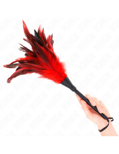 KINK - PLUMAS DE POLLO PARA COSQUILLAS CON FORMA CUERNO DE CRIADA ROJO 36 CM