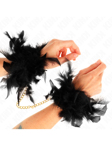 KINK - ESPOSAS DE PLUMAS NEGRO CON CADENA DORADA MODELO 1