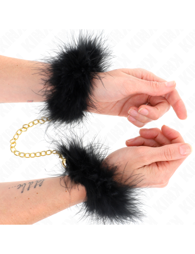 KINK - ESPOSAS DE PLUMAS NEGRO CON CADENA DORADA MODELO 2