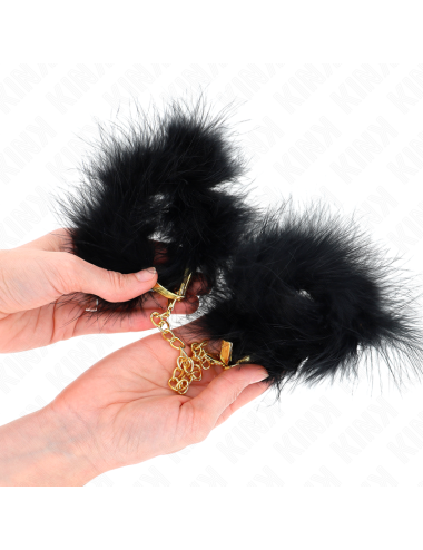 KINK - ESPOSAS DE PLUMAS NEGRO CON CADENA DORADA MODELO 2