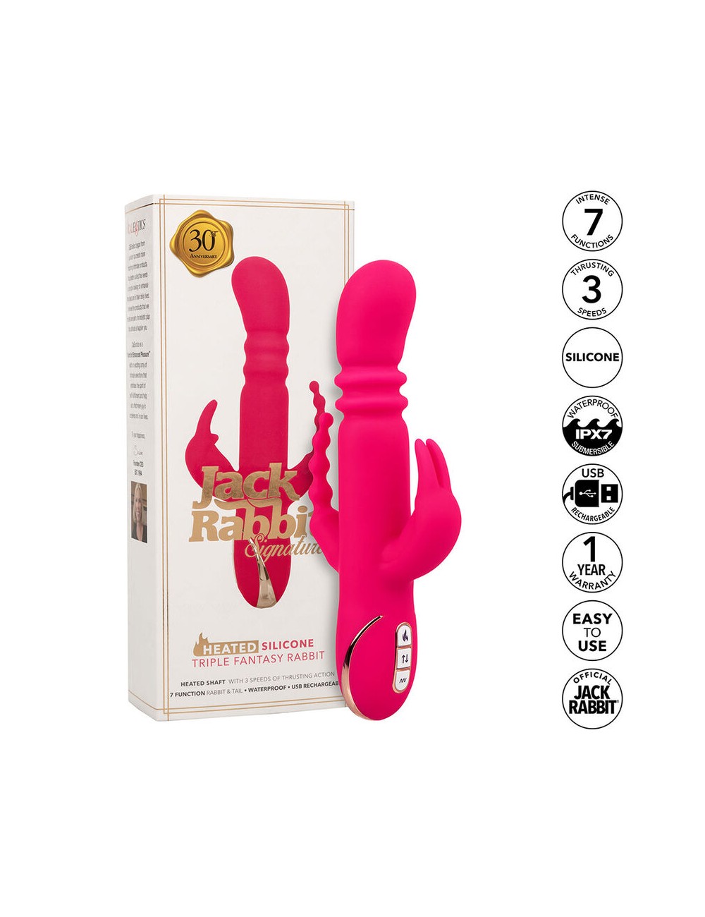 CALEXOTICS - JACK FANTASY TRIPLE VIBRADOR CALENTABLE RABBIT ROSA CALEXOTICS - JACK FANTASY TRIPLE VIBRADOR CALENTABLE RABBIT ROSA