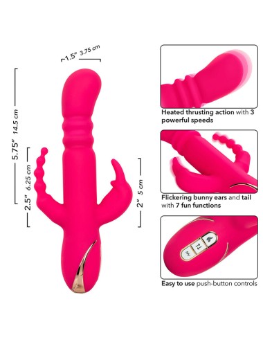 CALEXOTICS - JACK FANTASY TRIPLE VIBRADOR CALENTABLE RABBIT ROSA