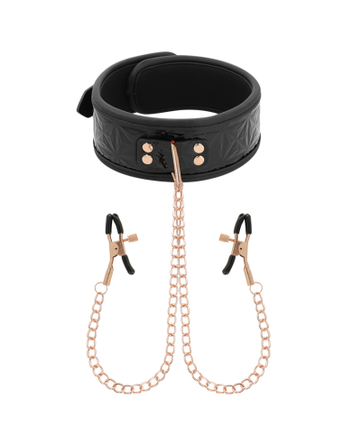 BEGME - BLACK EDITION COLLAR CON CADENAS Y PINZAS PEZONES CON FORRO DE NEOPRENO