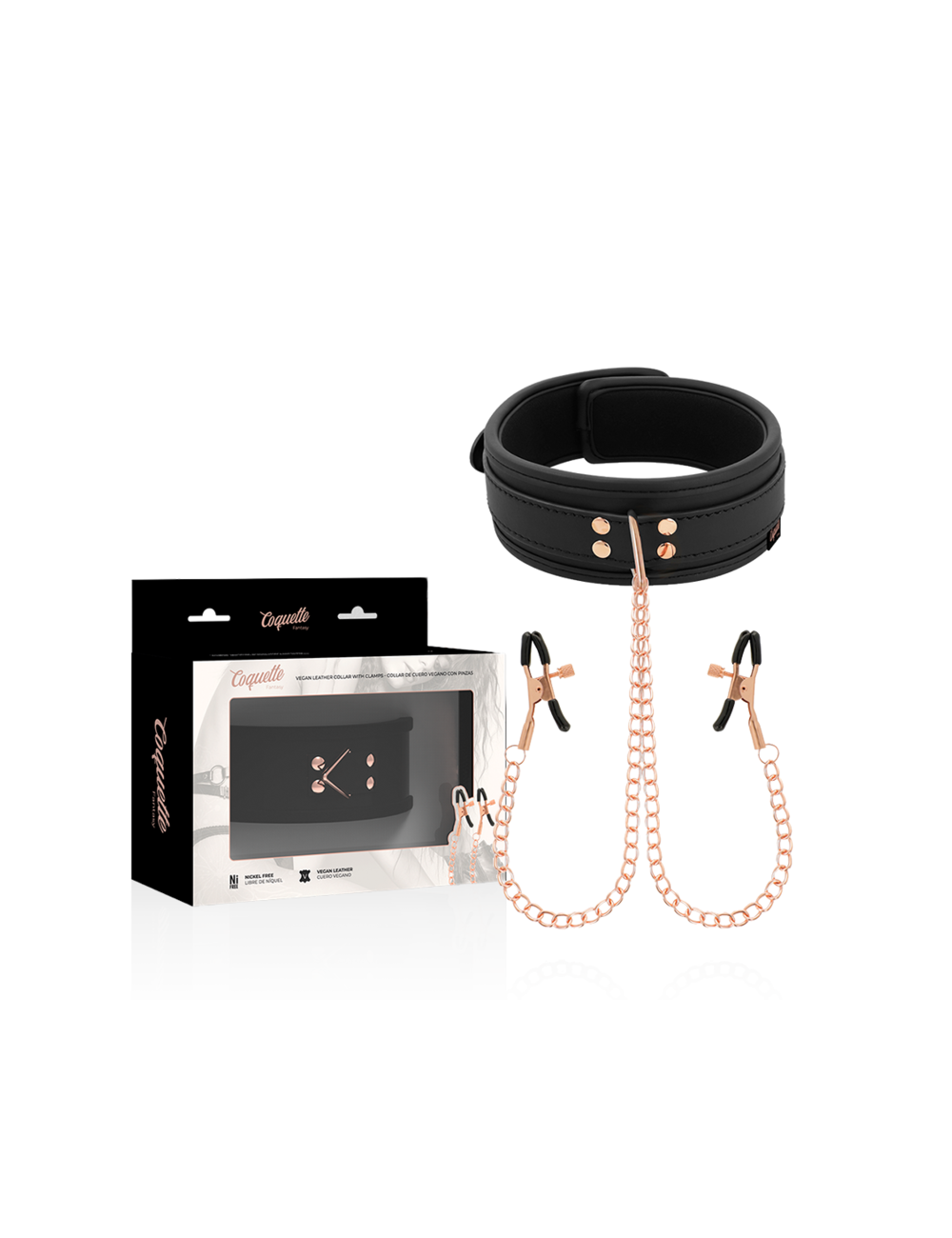 COQUETTE CHIC DESIRE - FANTASY COLLAR CON PINZAS PEZONES CON FORRO DE NEOPRENO