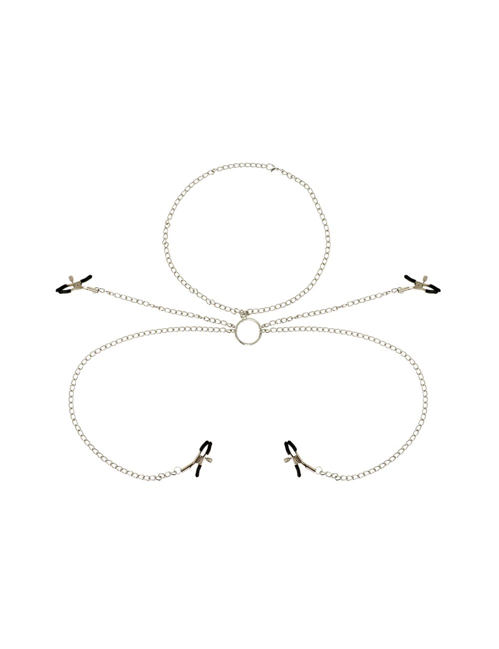 OHMAMA FETISH - 4 PINZAS PEZONES CON COLLAR DE CADENAS