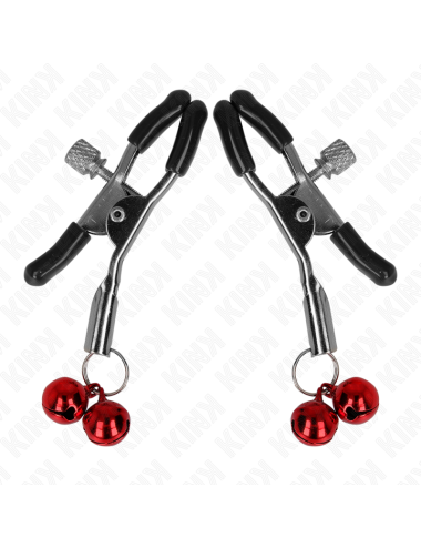 KINK - PINZAS PARA PEZONES CON DOBLE CAMPANILLA ROJO 6 CM