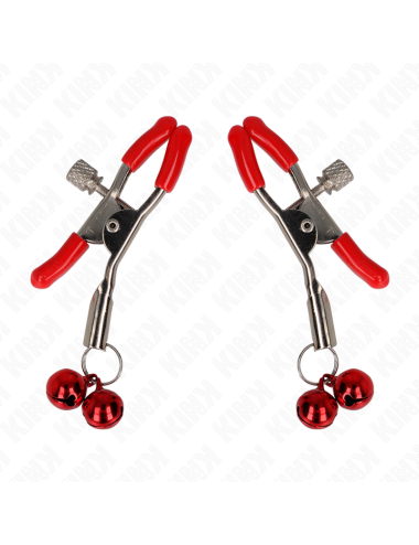 KINK - PINZAS PARA PEZONES ROJAS CON DOBLE CAMPANILLA ROJO 6 CM