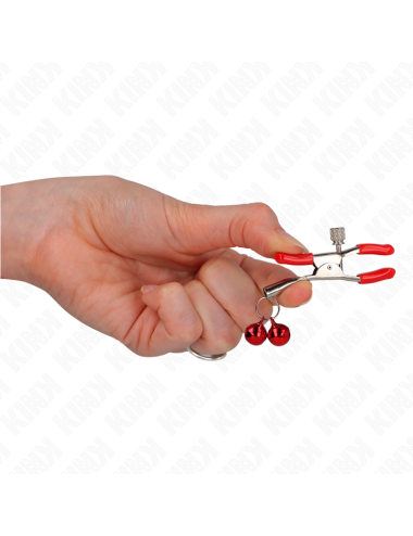 KINK - PINZAS PARA PEZONES ROJAS CON DOBLE CAMPANILLA ROJO 6 CM