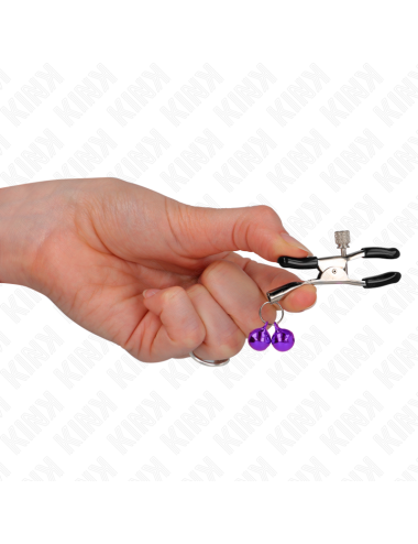 KINK - PINZAS PARA PEZONES CON DOBLE CAMPANILLA VIOLETA 6 CM
