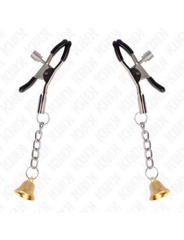 KINK - PINZAS PARA PEZONES CON COLGANTE DE CAMPANA DORADO 6 CM