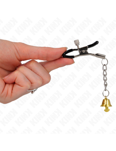 KINK - PINZAS PARA PEZONES CON COLGANTE DE CAMPANA DORADO 6 CM