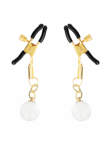 KINK - PINZAS PARA PEZONES DORADAS CON COLGANTE DE VIDRIO 6 CM