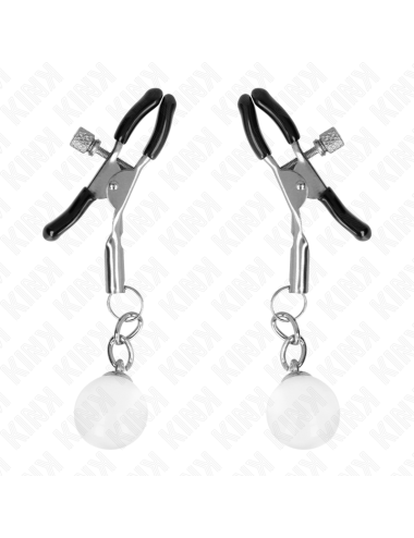 KINK - PINZAS PARA PEZONES PLATEADAS CON COLGANTE DE VIDRIO 6 CM