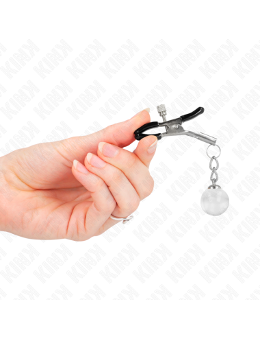KINK - PINZAS PARA PEZONES PLATEADAS CON COLGANTE DE VIDRIO 6 CM