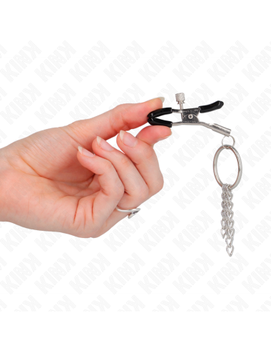 KINK - PINZAS PARA PEZONES CON ARO Y PEQUEÑAS CADENAS PLATEADO 6 CM