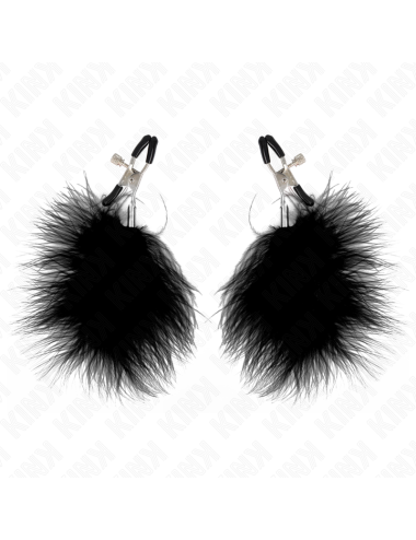 KINK - PINZAS PARA PEZONES CON PLUMA NEGRO 7 CM