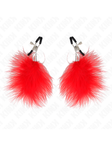 KINK - PINZAS PARA PEZONES CON PLUMA ROJO 7 CM