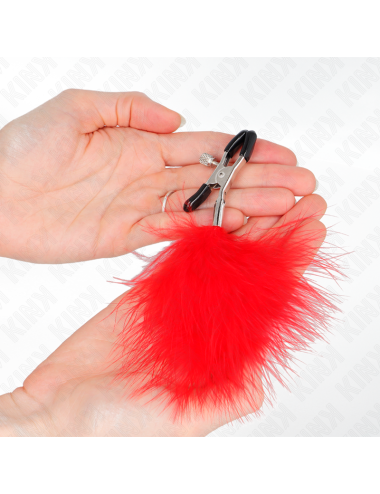 KINK - PINZAS PARA PEZONES CON PLUMA ROJO 7 CM