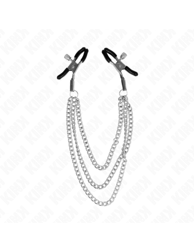 KINK - PINZAS PARA PEZONES CON TRIPLE CADENA PLATEADO 20/23/28 CM
