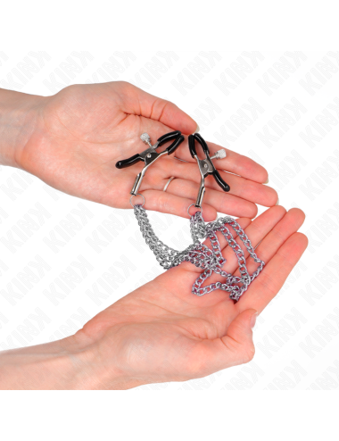 KINK - PINZAS PARA PEZONES CON TRIPLE CADENA PLATEADO 20/23/28 CM
