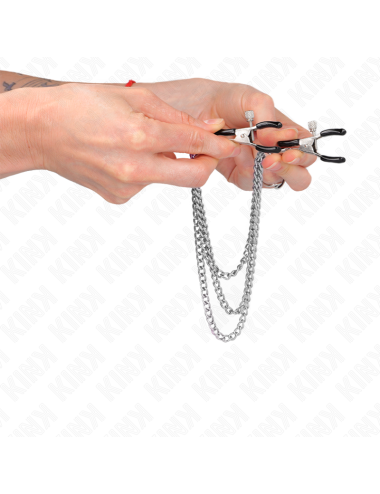 KINK - PINZAS PARA PEZONES CON TRIPLE CADENA PLATEADO 20/23/28 CM
