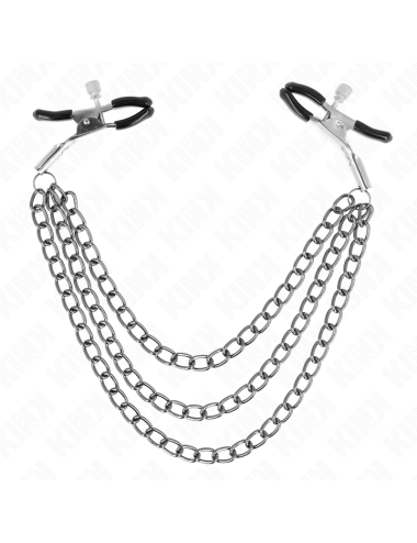 KINK - PINZAS PARA PEZONES CON TRIPLE CADENA NEGRO 20/23/28 CM