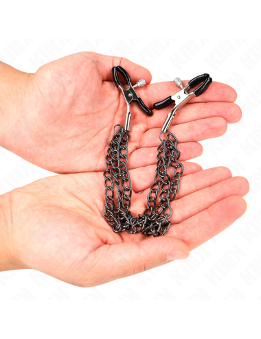 KINK - PINZAS PARA PEZONES CON TRIPLE CADENA NEGRO 20/23/28 CM