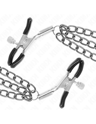 KINK - PINZAS PARA PEZONES CON TRIPLE CADENA NEGRO 20/23/28 CM