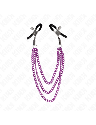 KINK - PINZAS PARA PEZONES CON TRIPLE CADENA VIOLETA 20/23/28 CM