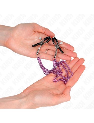 KINK - PINZAS PARA PEZONES CON TRIPLE CADENA VIOLETA 20/23/28 CM
