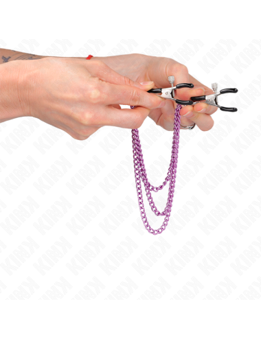 KINK - PINZAS PARA PEZONES CON TRIPLE CADENA VIOLETA 20/23/28 CM