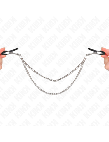KINK - PINZAS PARA PEZONES CON DOBLE CADENA GRUESA PLATEADO 20/23 CM