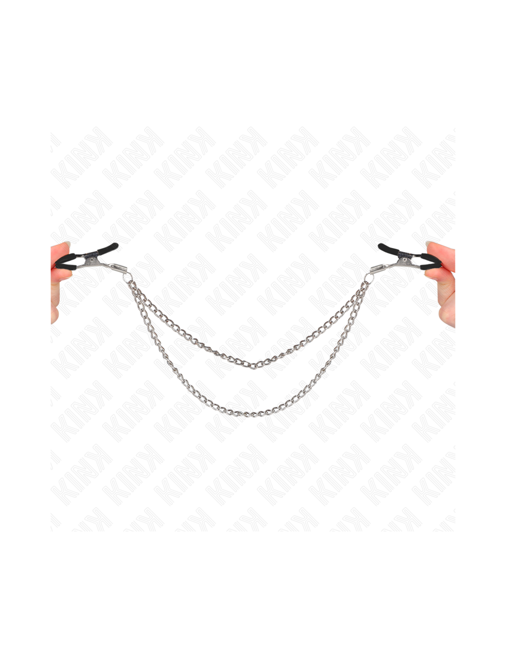 KINK - PINZAS PARA PEZONES CON DOBLE CADENA GRUESA PLATEADO 20/23 CM