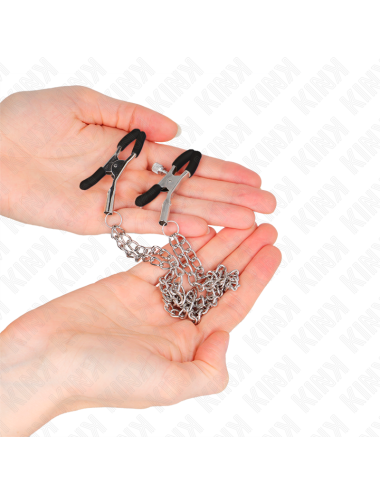 KINK - PINZAS PARA PEZONES CON DOBLE CADENA GRUESA PLATEADO 20/23 CM
