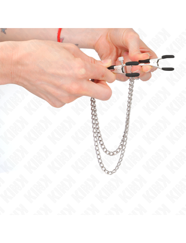 KINK - PINZAS PARA PEZONES CON DOBLE CADENA GRUESA PLATEADO 20/23 CM