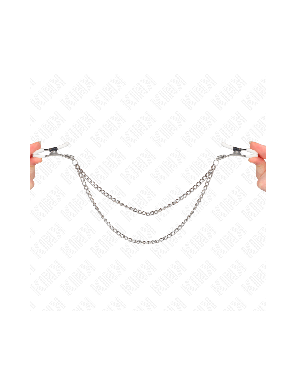 KINK - PINZAS PARA PEZONES CON DOBLE CADENA FINA PLATEADO 20/23 CM KINK - PINZAS PARA PEZONES CON DOBLE CADENA FINA PLATEADO 20/23 CM
