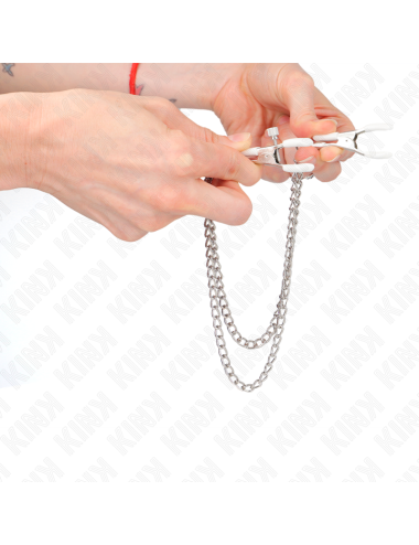 KINK - PINZAS PARA PEZONES CON DOBLE CADENA FINA PLATEADO 20/23 CM