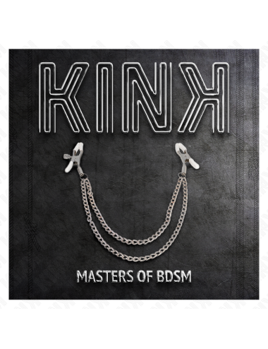 KINK - PINZAS PARA PEZONES CON DOBLE CADENA FINA PLATEADO 20/23 CM